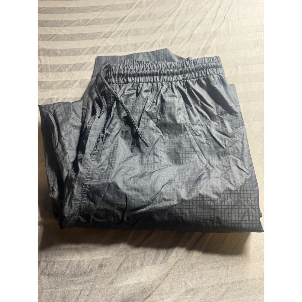 Sun Mountain Mens XL Golf Rain Pants Black Grid Pattern Elastic Waist Zipper Leg